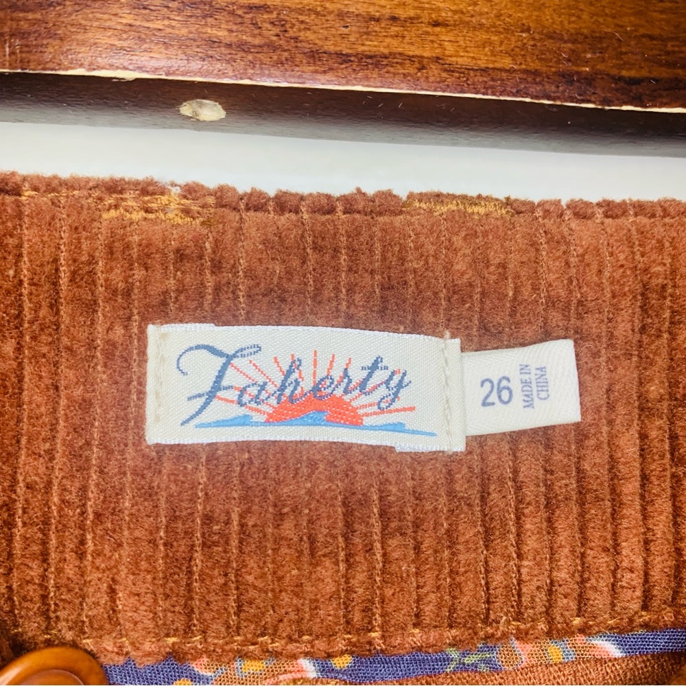 Faherty Brown Corduroy Flared Patch Pocket Pants … - image 2